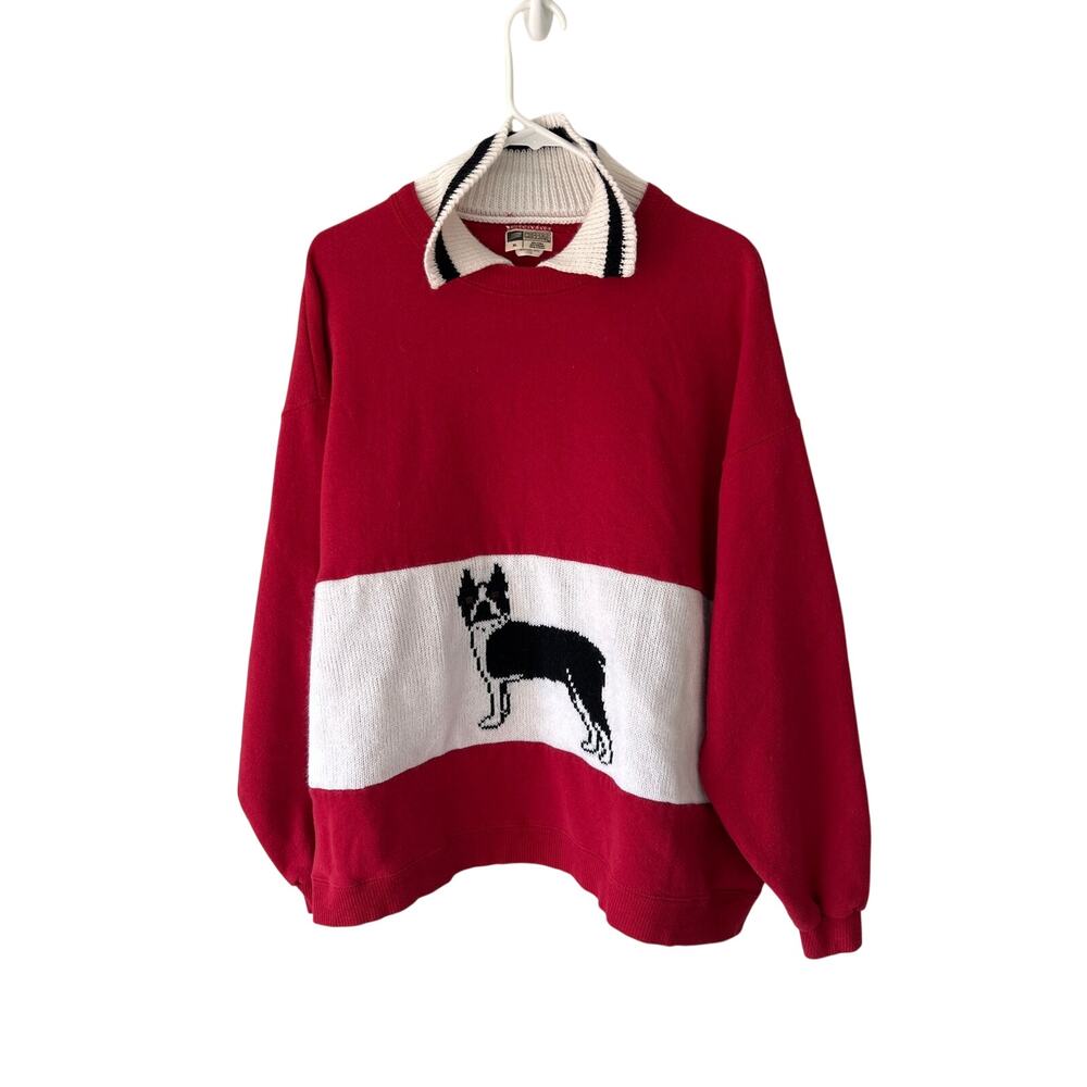 VTG Cheetah Red Dog Graphic Sweatshirt Extra Large